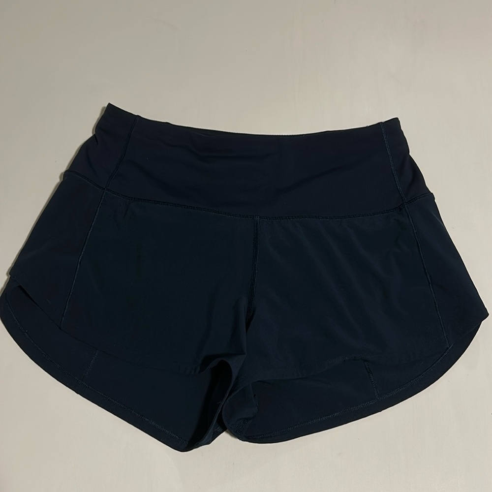Lululemon navy blue speed up high-rise shorts